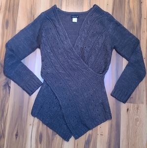 VENUS cable knit v-neck wrap style sweater